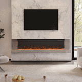 Panoramic 2/3-Sided Electric Fire Insert with Crystal Stones