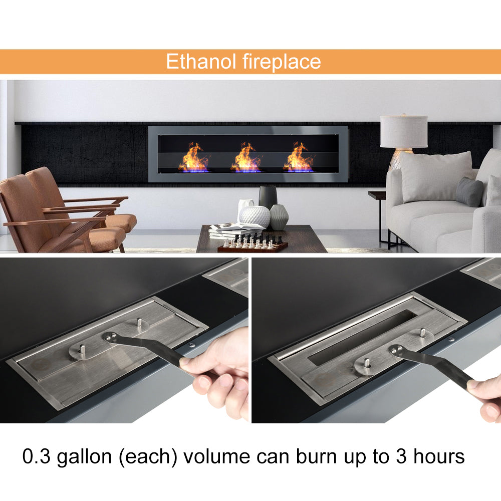 55 Inch Bio Ethanol Wall Mounted Fireplace