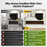 Wide-View Media Wall Fireplace with Realistic LED Flames & Remote Control