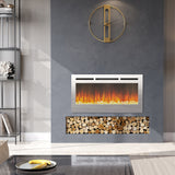 36/40/50/60inch Built-in Electric Fireplace with LED Display, Realistic Flame Effect with Logs and Crystal