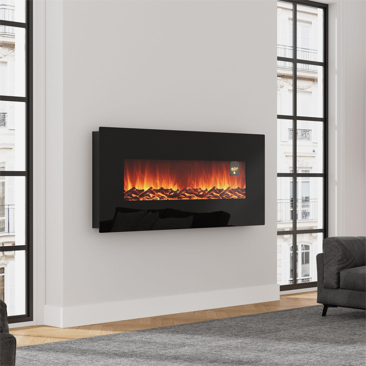 50 Inch Wall Mounted Electric Fireplace with Remote