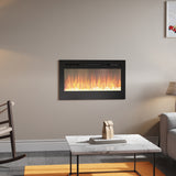 36/40/50/60inch Built-in Electric Fireplace with LED Display, Realistic Flame Effect with Logs and Crystal