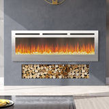 36/40/50/60inch Built-in Electric Fireplace with LED Display, Realistic Flame Effect with Logs and Crystal