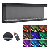 Panoramic 2/3-Sided Electric Fire Insert with Crystal Stones