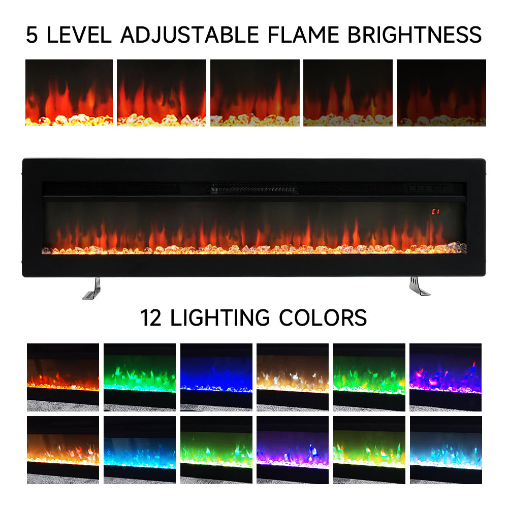 Livingroom Linear Wall Mounted Electric Fireplace with LED Flames
