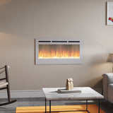 36/40/50/60inch Built-in Electric Fireplace with LED Display, Realistic Flame Effect with Logs and Crystal