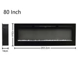 40/50/60/70/80inch Remote-Controlled LED Wall Mounted Electric Fireplace