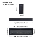 Wide-View Media Wall Fireplace with Realistic LED Flames & Remote Control